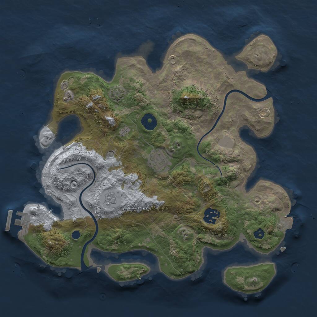 Rust Map: Procedural Map, Size: 3000, Seed: 24889470, 7 Monuments