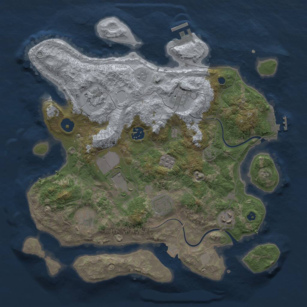 Rust Map: Procedural Map, Size: 3500, Seed: 5478764, 13 Monuments