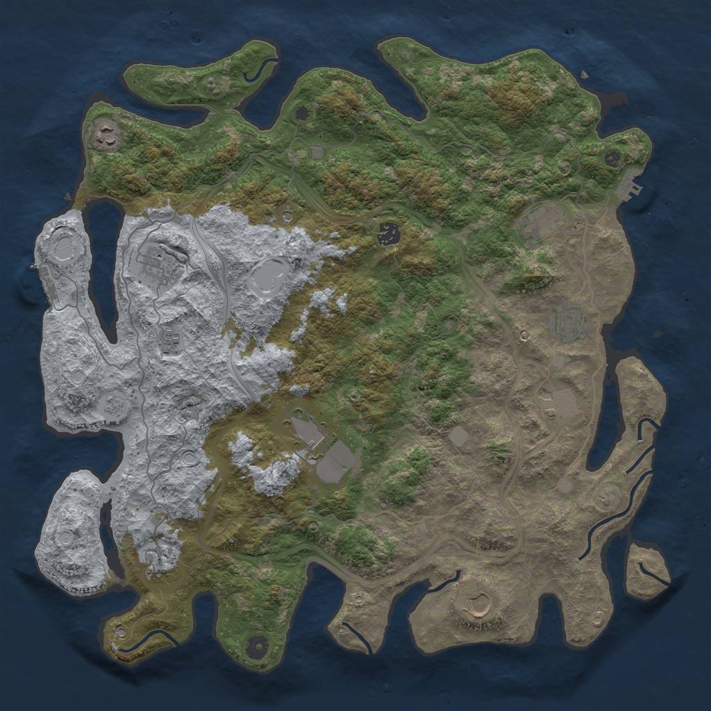 Rust Map: Procedural Map, Size: 4500, Seed: 143357564, 17 Monuments