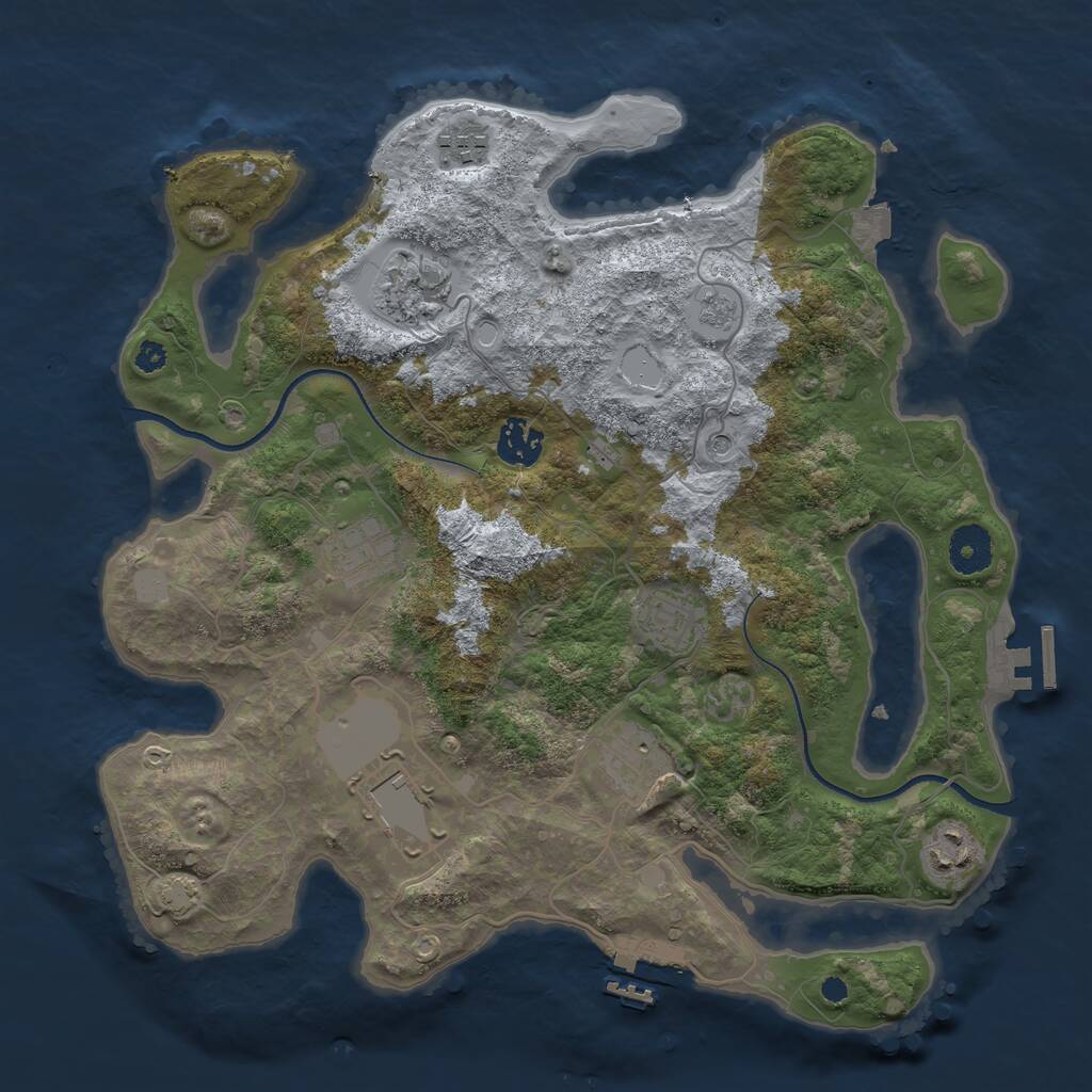Rust Map: Procedural Map, Size: 3500, Seed: 9986895, 14 Monuments