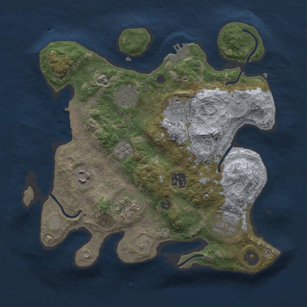 Rust Map: Procedural Map, Size: 3000, Seed: 1490723764, 16 Monuments