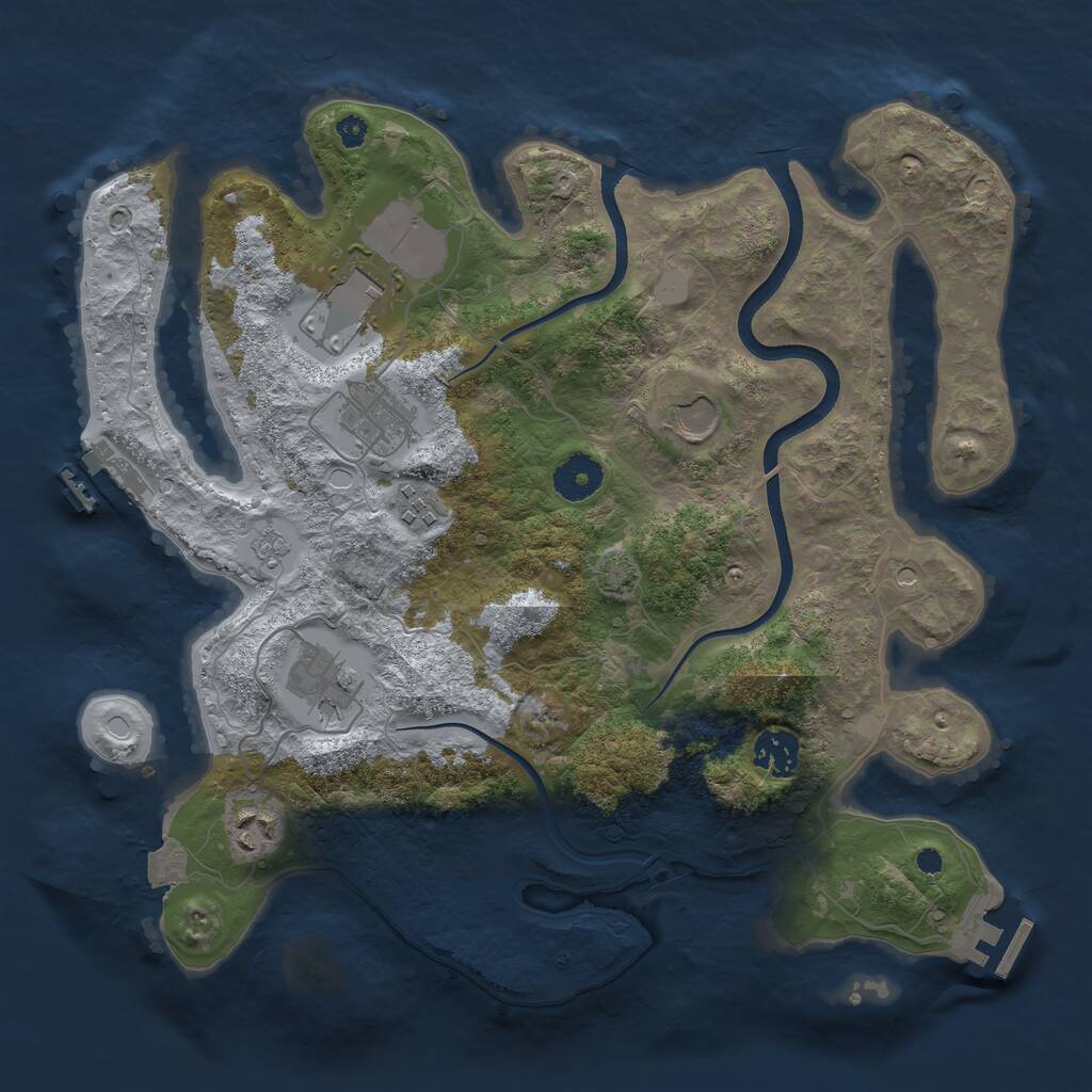 Rust Map: Procedural Map, Size: 3500, Seed: 727224422, 13 Monuments
