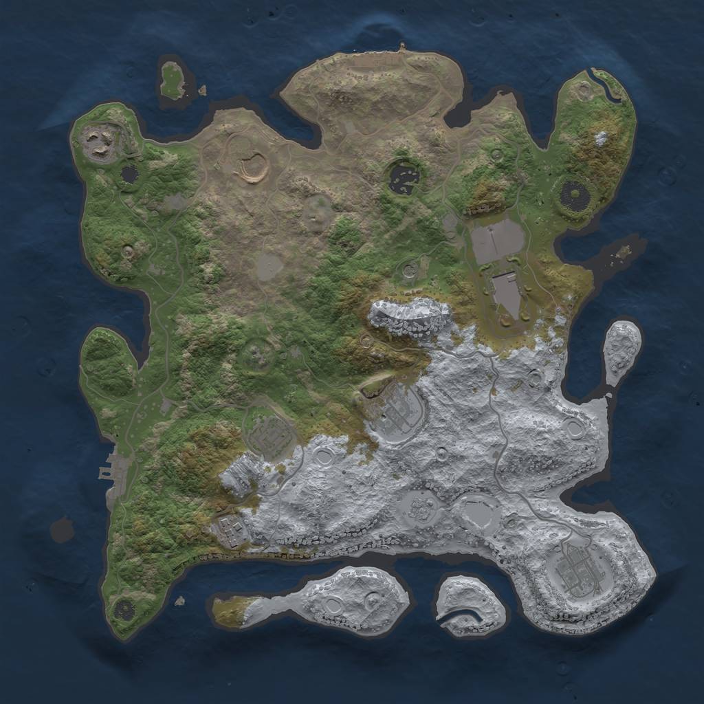 Rust Map: Procedural Map, Size: 3500, Seed: 37434244, 15 Monuments