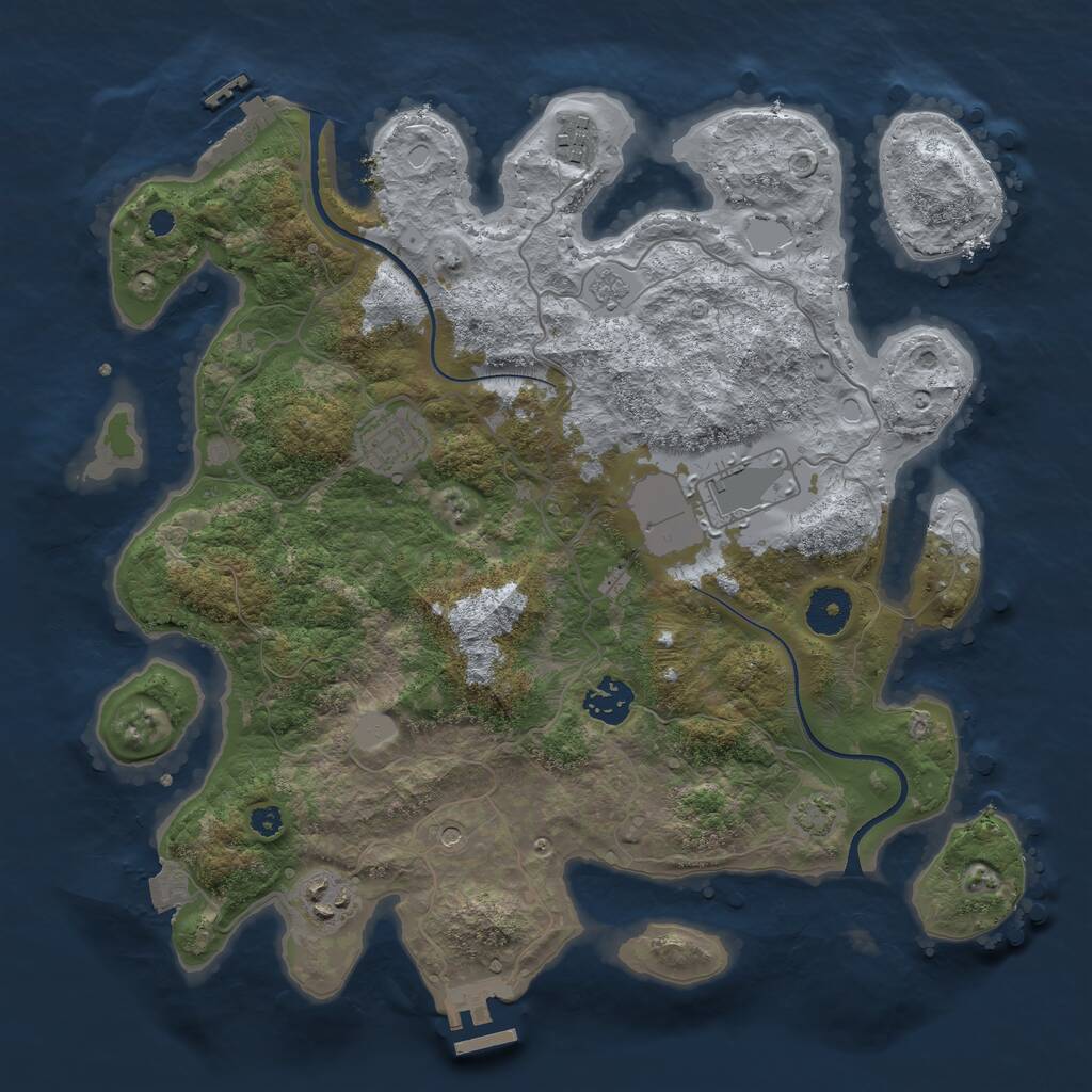 Rust Map: Procedural Map, Size: 3500, Seed: 25502874, 11 Monuments