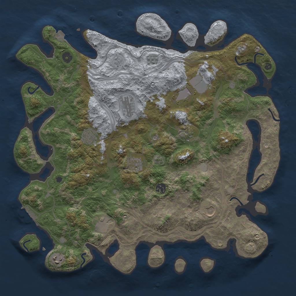 Rust Map: Procedural Map, Size: 4250, Seed: 712695180, 17 Monuments