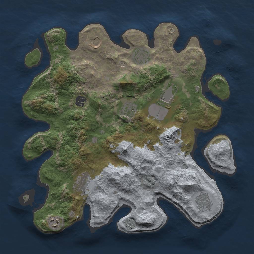 Rust Map: Barren, Size: 3500, Seed: 563417942, 12 Monuments