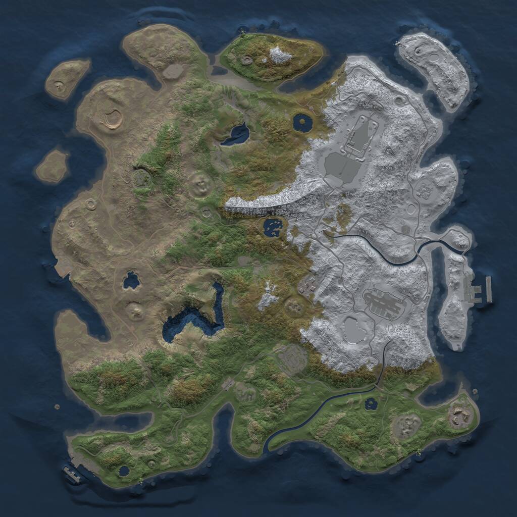 Rust Map: Procedural Map, Size: 4000, Seed: 215874698, 13 Monuments