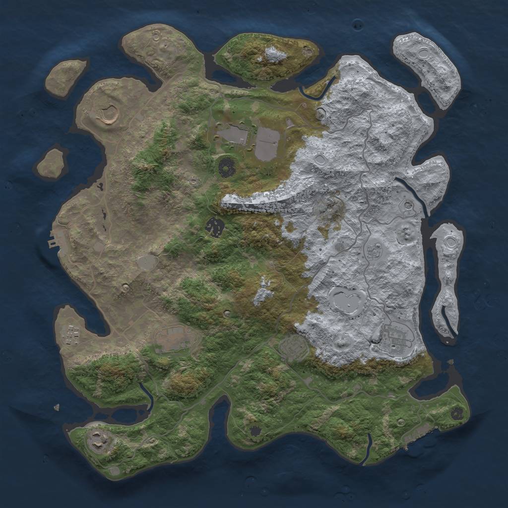 Rust Map: Procedural Map, Size: 4000, Seed: 215874698, 17 Monuments