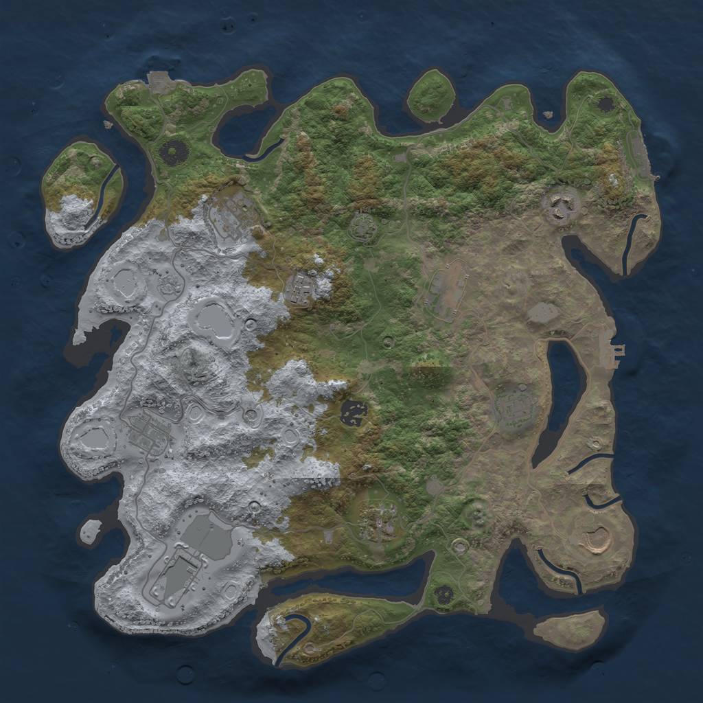 Rust Map: Procedural Map, Size: 3850, Seed: 1493488640, 18 Monuments