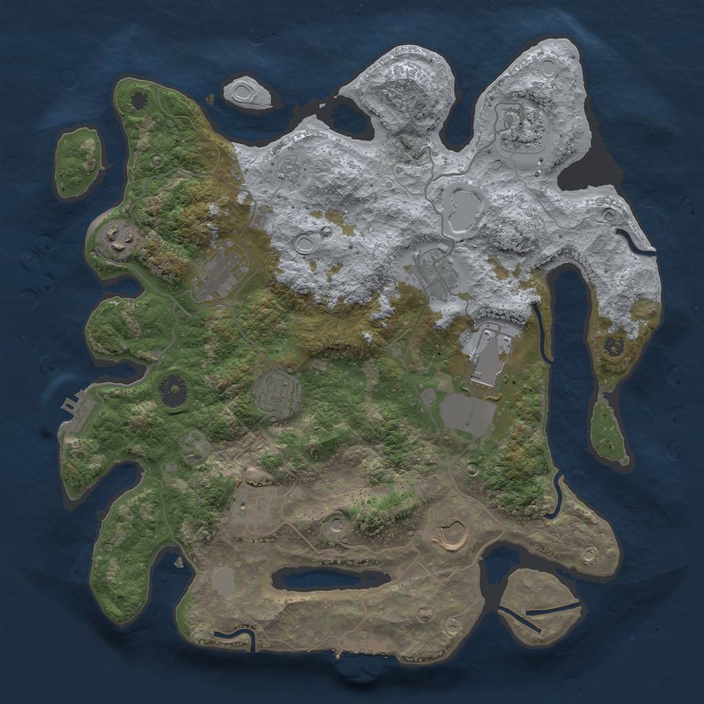 Rust Map: Procedural Map, Size: 3500, Seed: 26452398, 17 Monuments