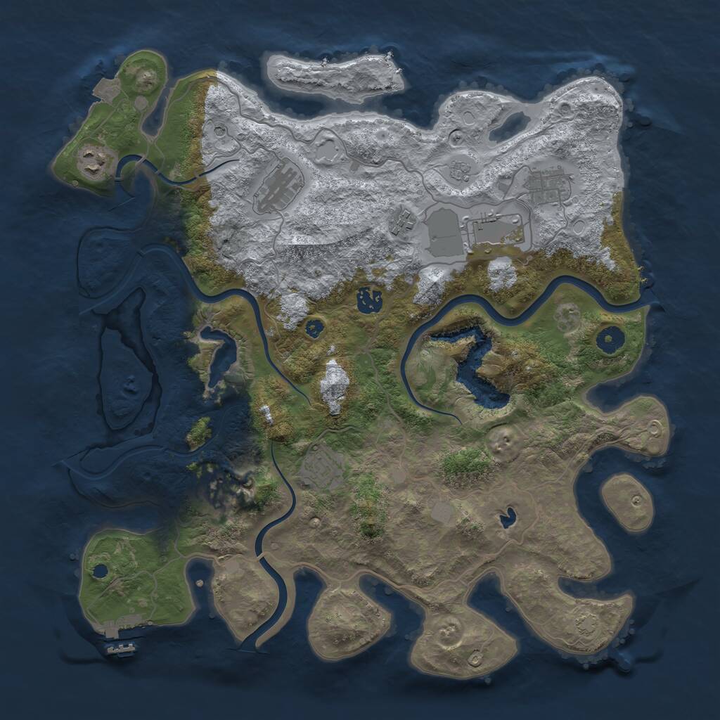 Rust Map: Procedural Map, Size: 4000, Seed: 939586, 13 Monuments
