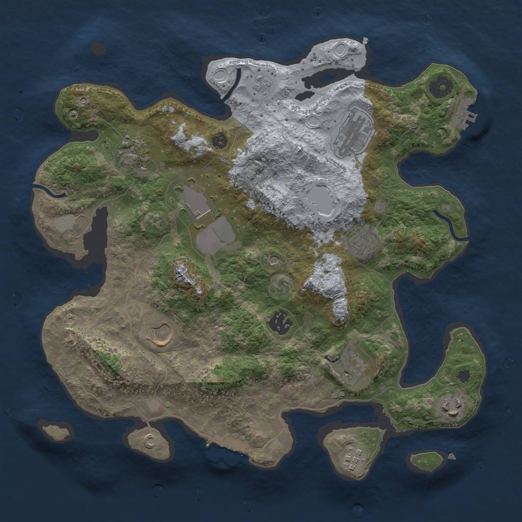 Rust Map: Procedural Map, Size: 3500, Seed: 39655120, 16 Monuments