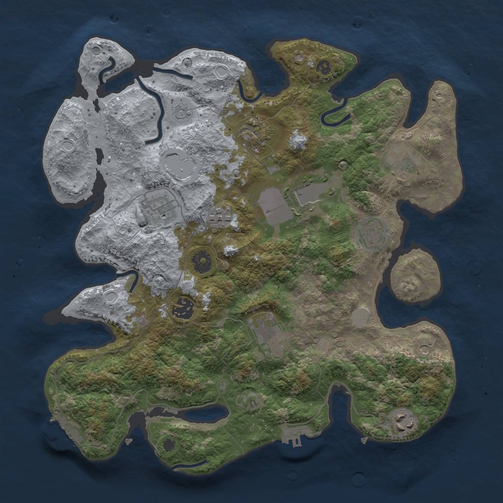 Rust Map: Procedural Map, Size: 3500, Seed: 636239430, 18 Monuments