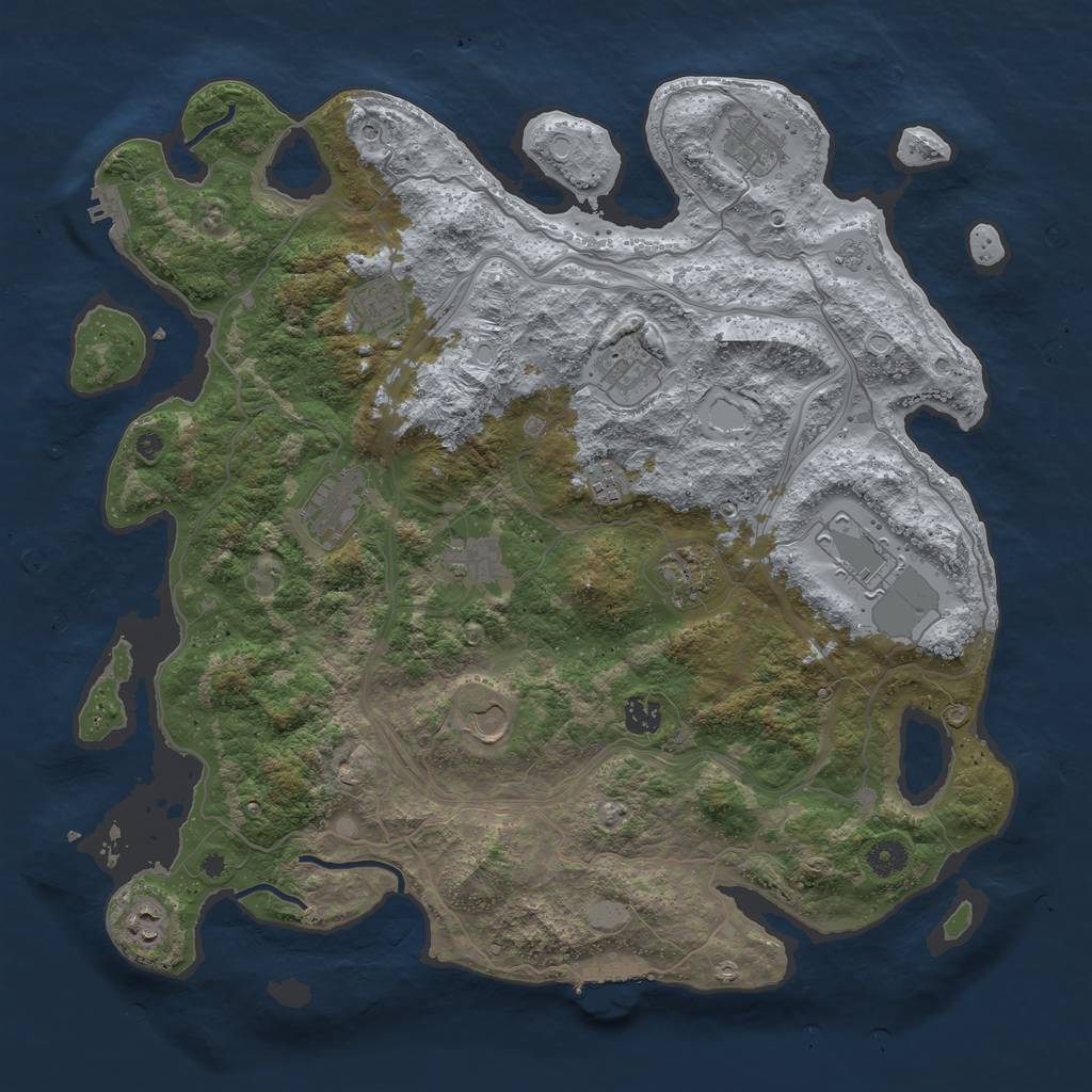 Rust Map: Procedural Map, Size: 4250, Seed: 742085751, 20 Monuments