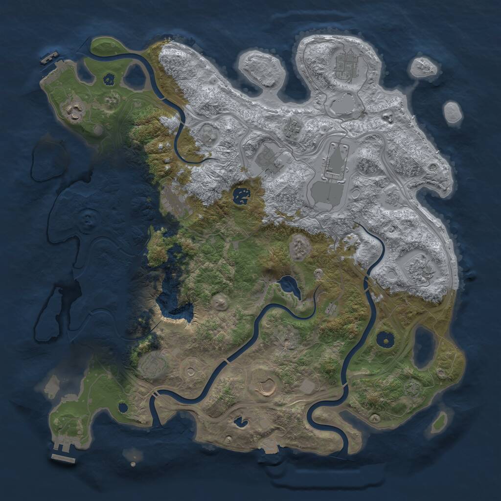 Rust Map: Procedural Map, Size: 4250, Seed: 742085751, 16 Monuments