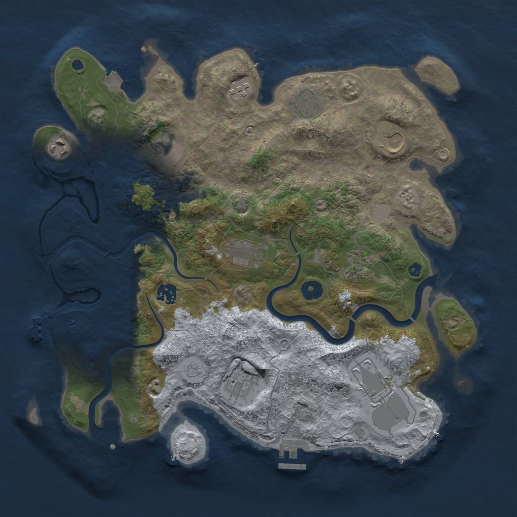 Rust Map: Procedural Map, Size: 3800, Seed: 256256, 16 Monuments