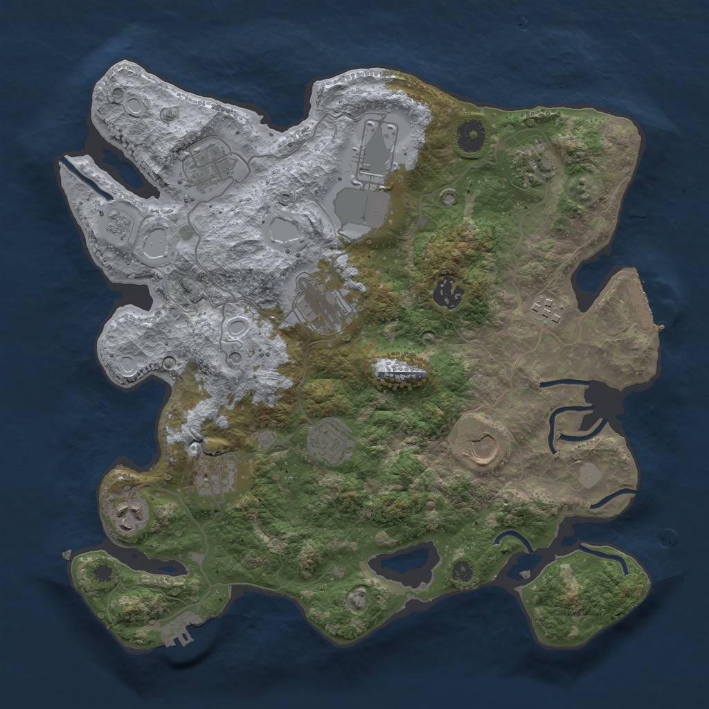 Rust Map: Procedural Map, Size: 3500, Seed: 1382292034, 19 Monuments