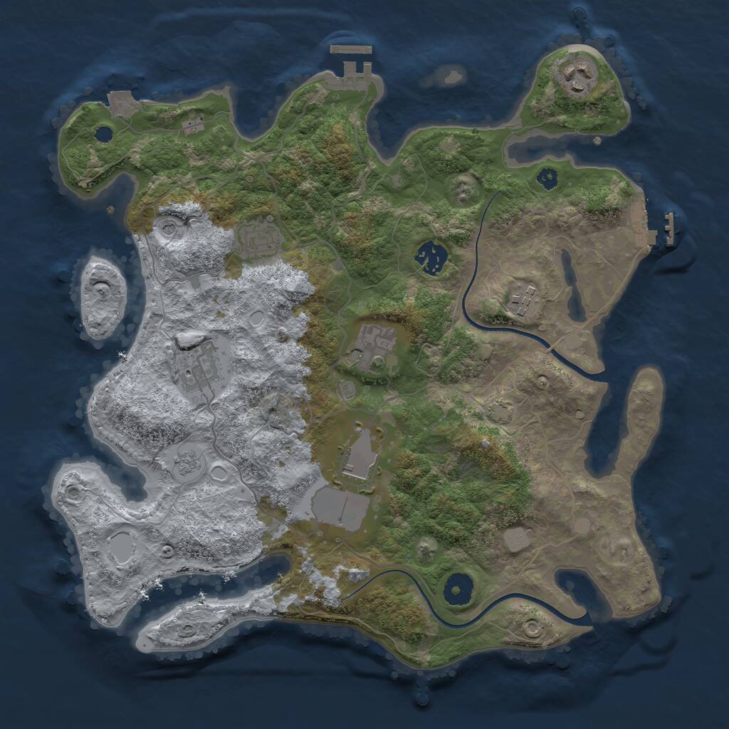 Rust Map: Procedural Map, Size: 3500, Seed: 23928703, 13 Monuments