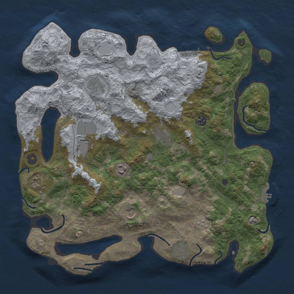 Rust Map: Procedural Map, Size: 4050, Seed: 1304370141, 18 Monuments