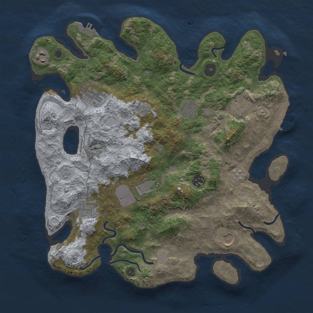 Rust Map: Procedural Map, Size: 3750, Seed: 10242048, 16 Monuments