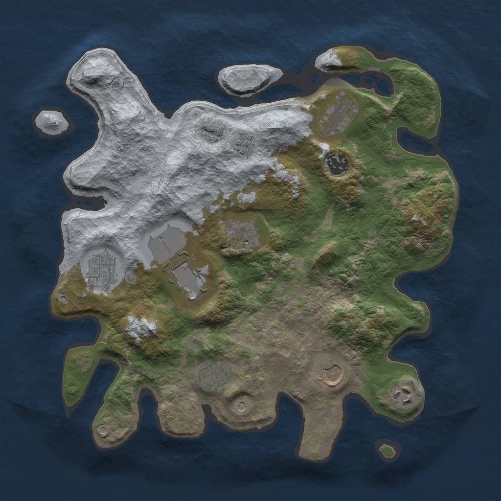 Rust Map: Barren, Size: 3500, Seed: 591258, 12 Monuments