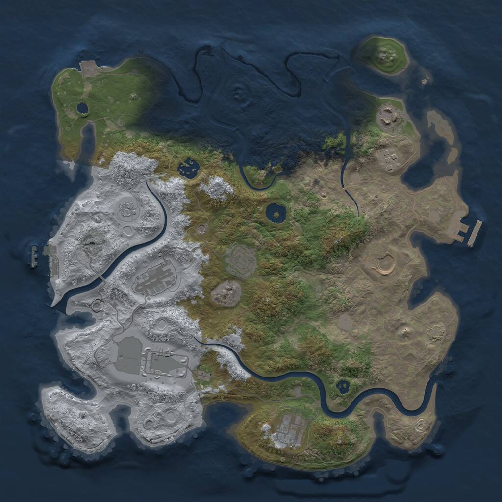 Rust Map: Procedural Map, Size: 3696, Seed: 19486120, 14 Monuments