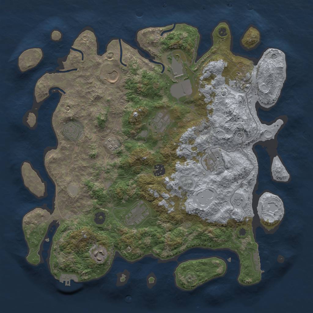 Rust Map: Procedural Map, Size: 3800, Seed: 800855, 17 Monuments