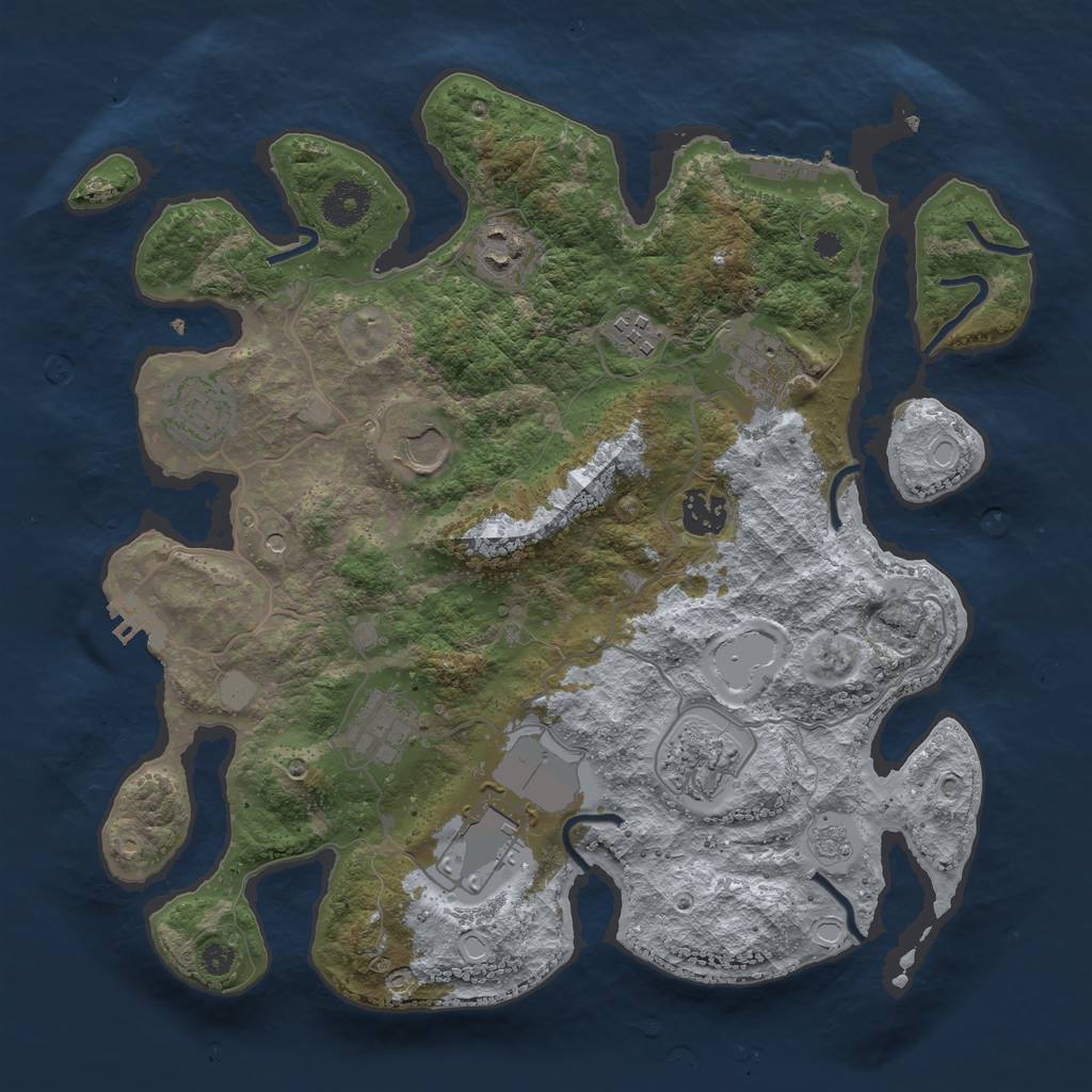 Rust Map: Procedural Map, Size: 3500, Seed: 29943494, 16 Monuments