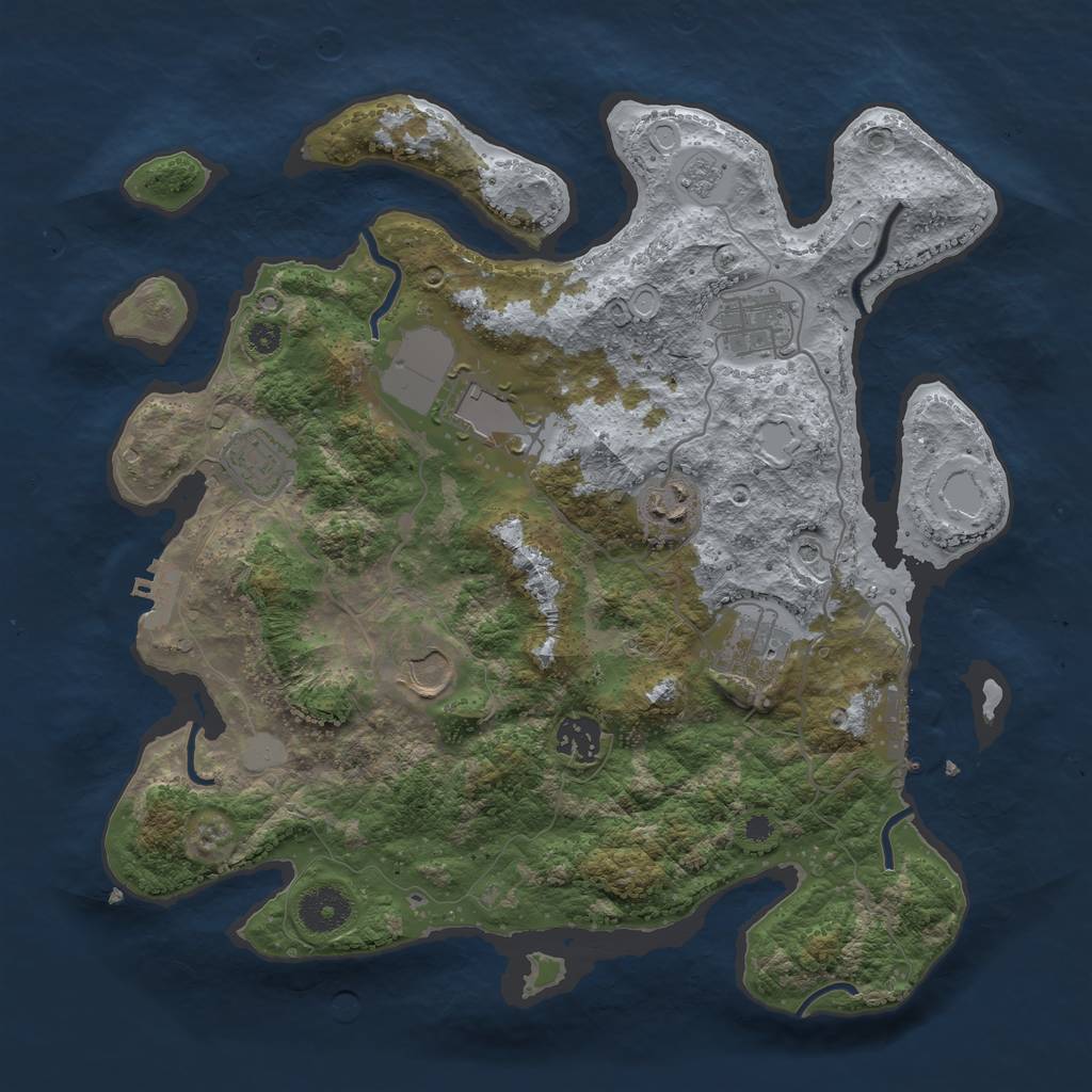 Rust Map: Procedural Map, Size: 3500, Seed: 975536, 16 Monuments