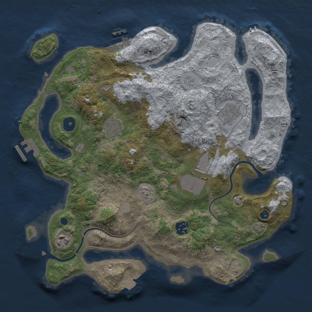 Rust Map: Procedural Map, Size: 3500, Seed: 95273788, 11 Monuments