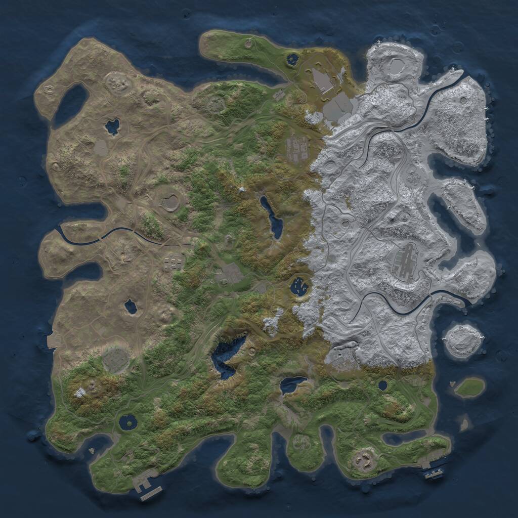 Rust Map: Procedural Map, Size: 4500, Seed: 442320292, 16 Monuments