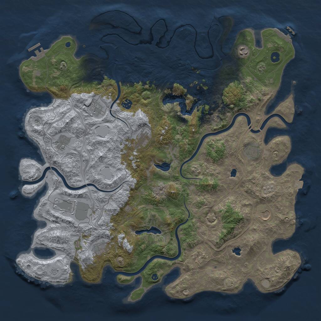 Rust Map: Procedural Map, Size: 4800, Seed: 1976986674, 17 Monuments