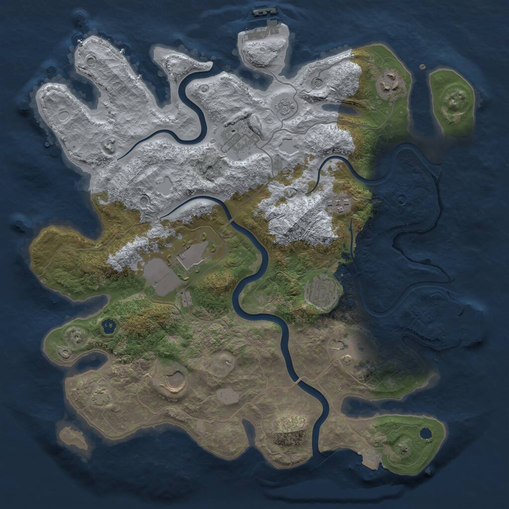 Rust Map: Procedural Map, Size: 3500, Seed: 41809391, 13 Monuments