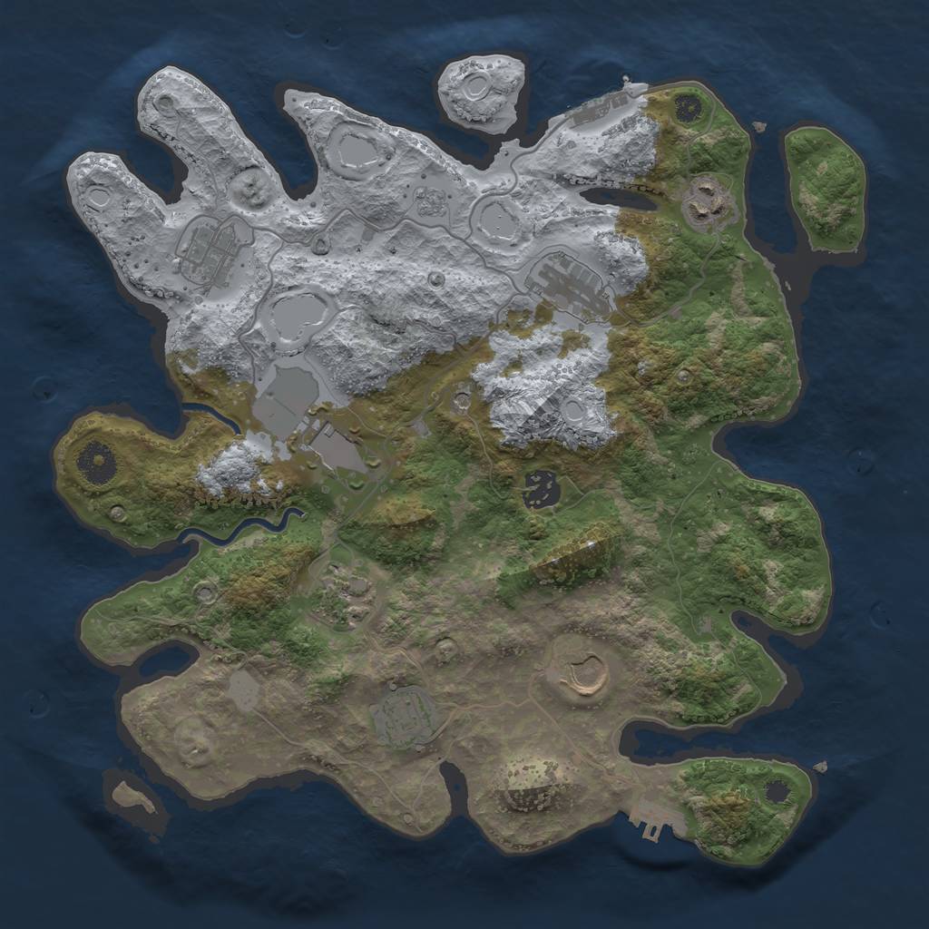 Rust Map: Procedural Map, Size: 3500, Seed: 41809391, 17 Monuments