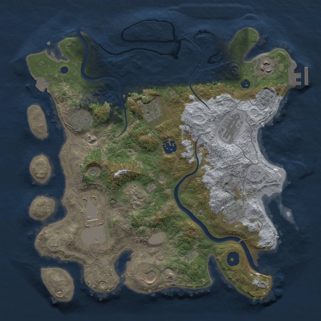 Rust Map: Procedural Map, Size: 3500, Seed: 27216943, 15 Monuments