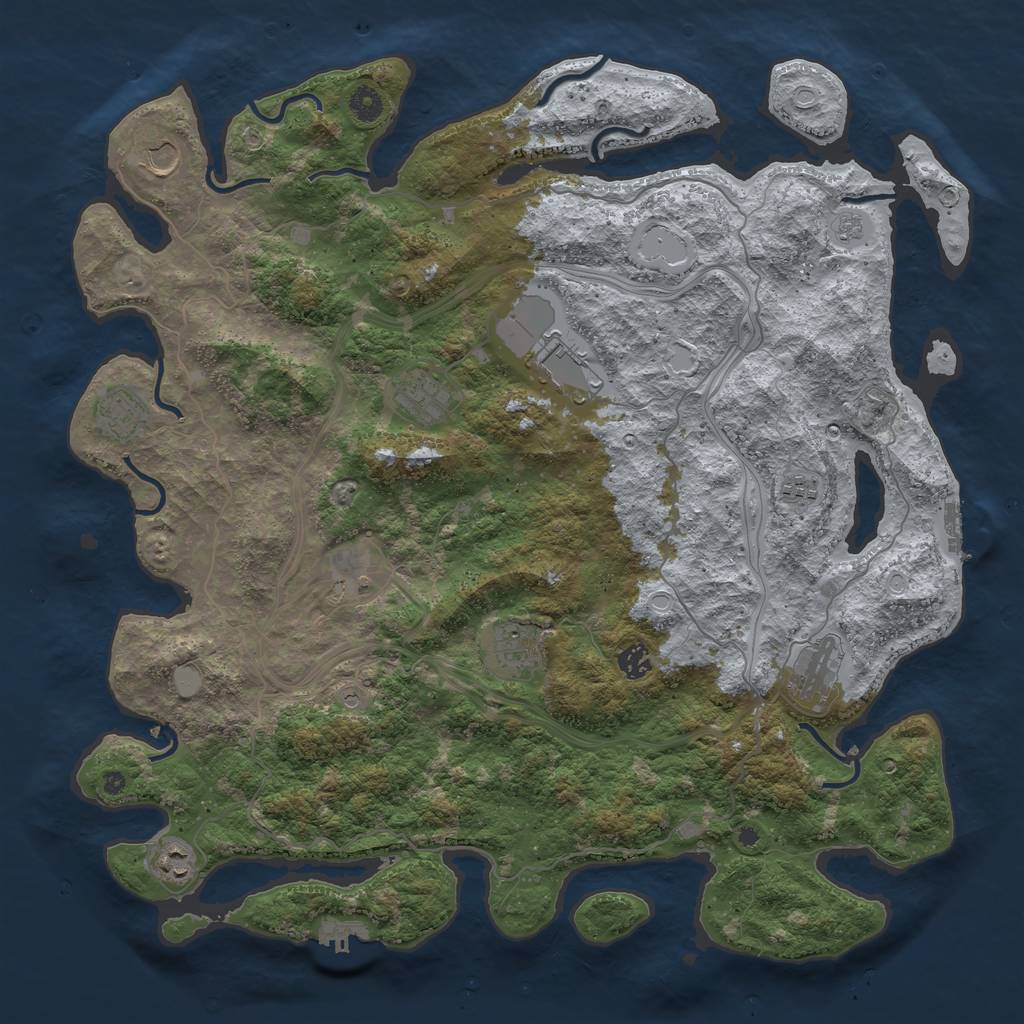 Rust Map: Procedural Map, Size: 4500, Seed: 3562345, 19 Monuments