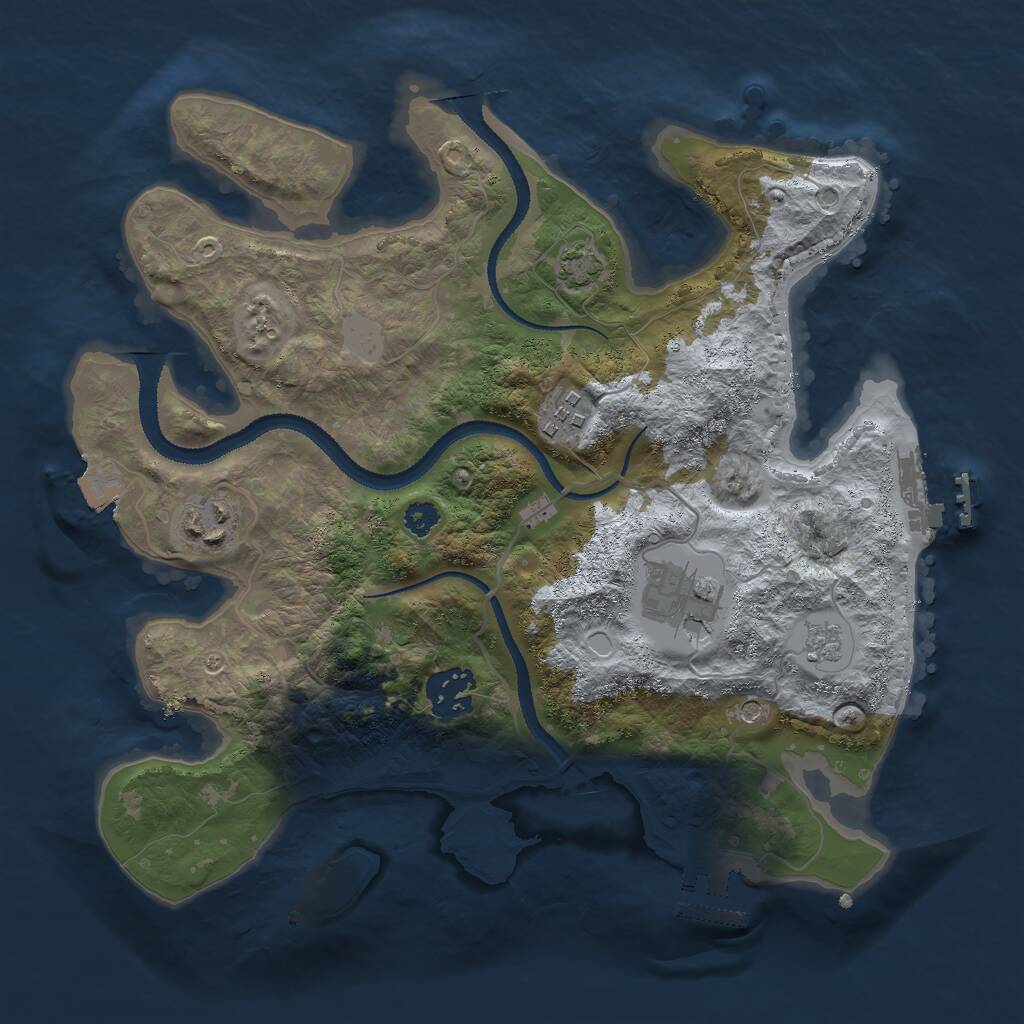 Rust Map: Procedural Map, Size: 3000, Seed: 385460735, 10 Monuments