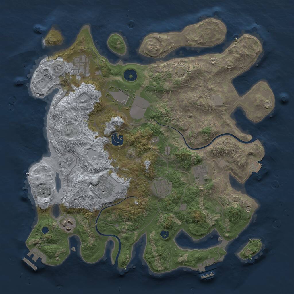 Rust Map: Procedural Map, Size: 3500, Seed: 82368750, 14 Monuments