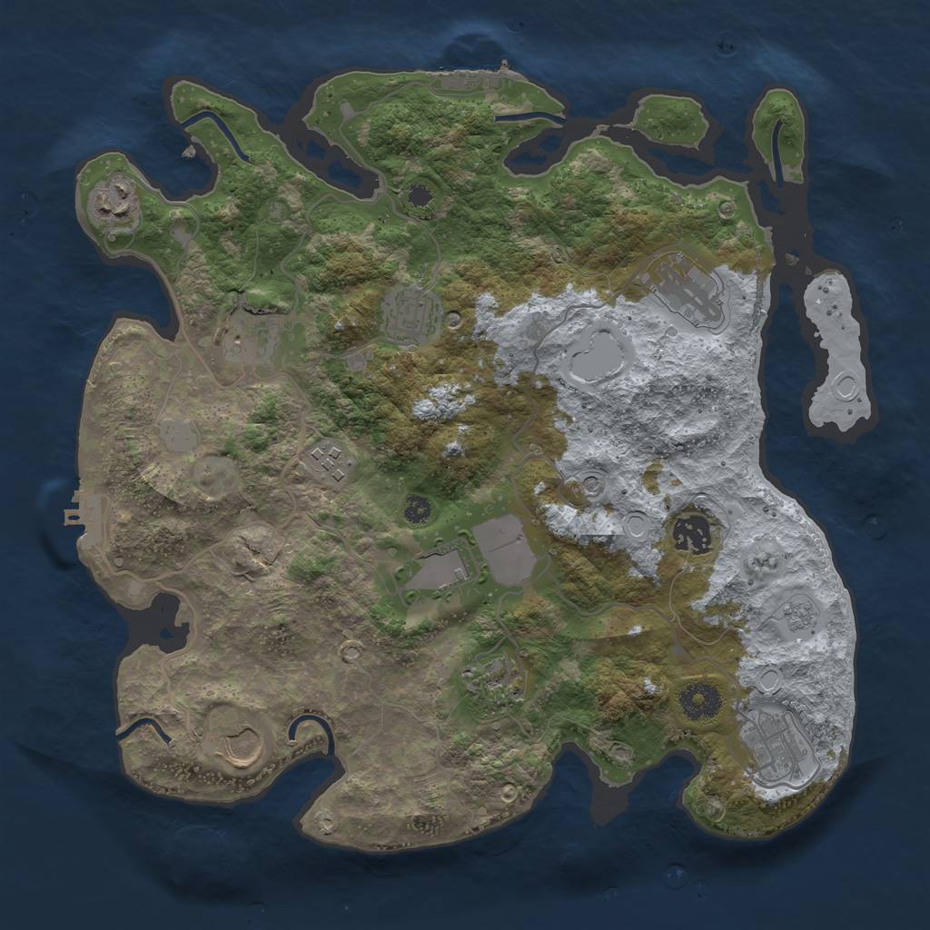 Rust Map: Procedural Map, Size: 3500, Seed: 40401649, 17 Monuments