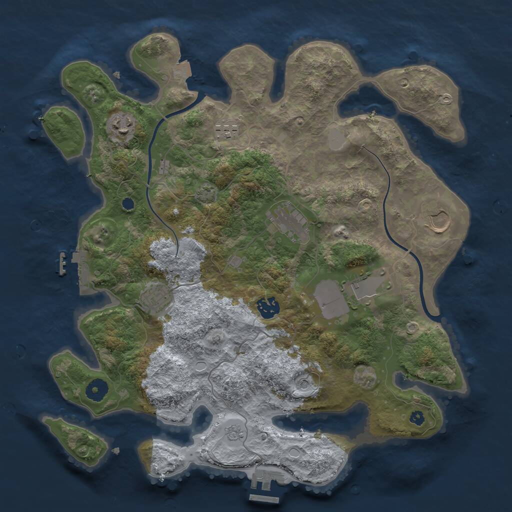 Rust Map: Procedural Map, Size: 3500, Seed: 18237083, 13 Monuments