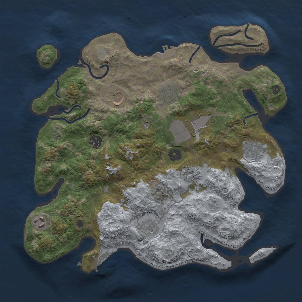 Rust Map: Procedural Map, Size: 3500, Seed: 850469946, 17 Monuments