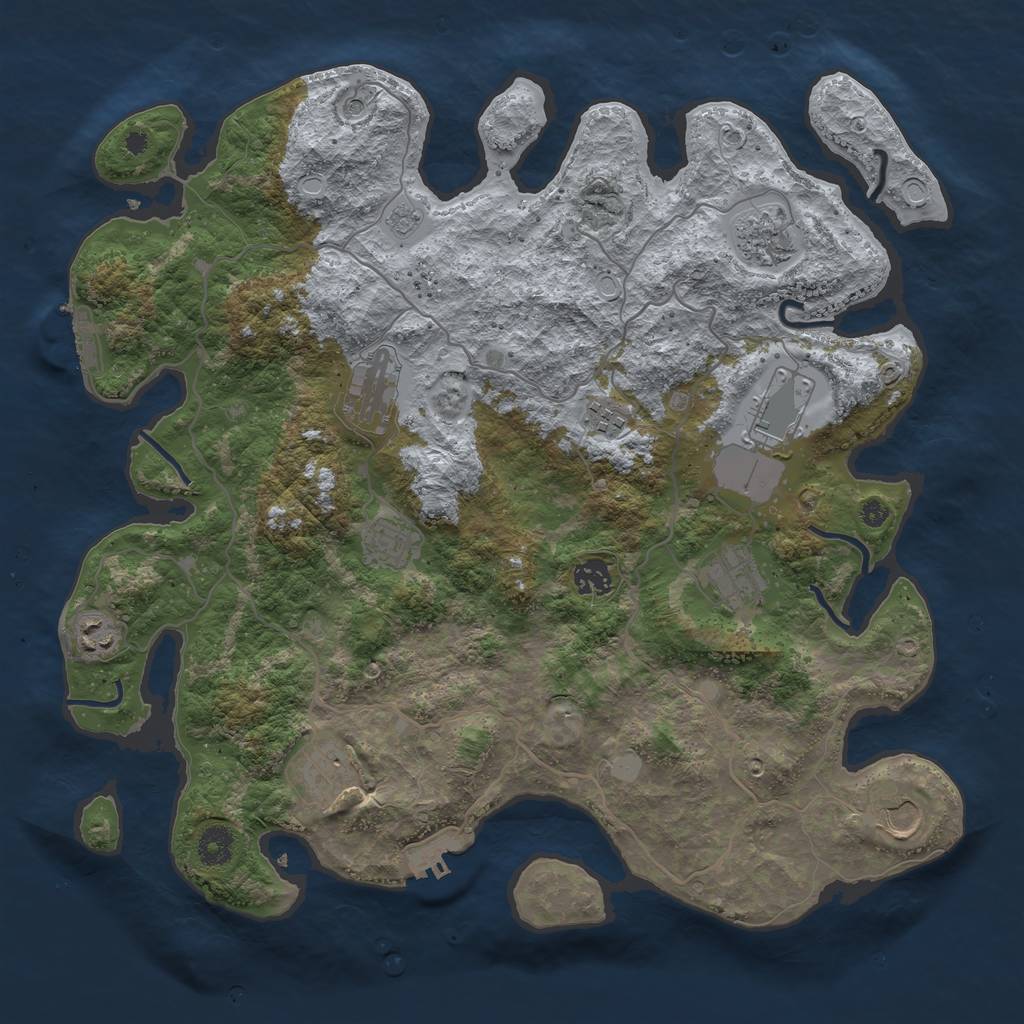 Rust Map: Procedural Map, Size: 4000, Seed: 1023446439, 19 Monuments
