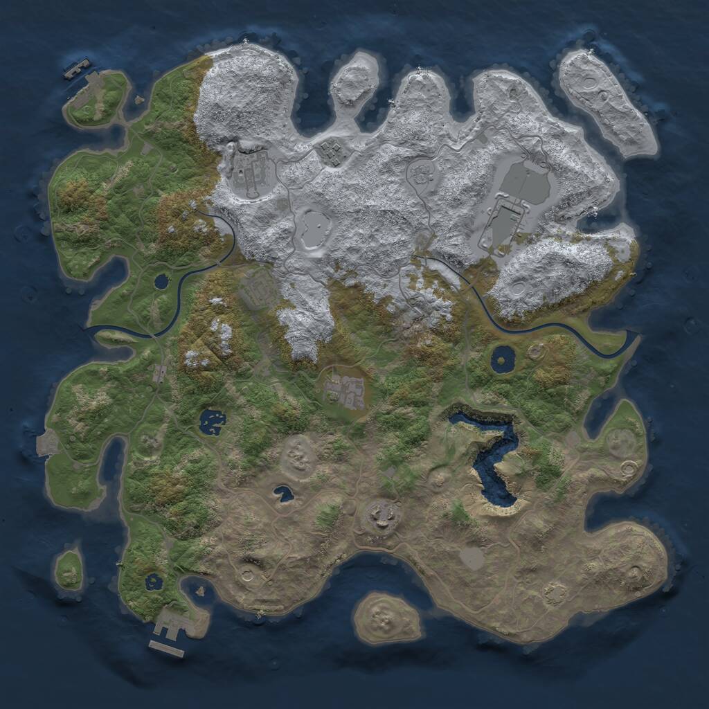 Rust Map: Procedural Map, Size: 4000, Seed: 1023446439, 13 Monuments