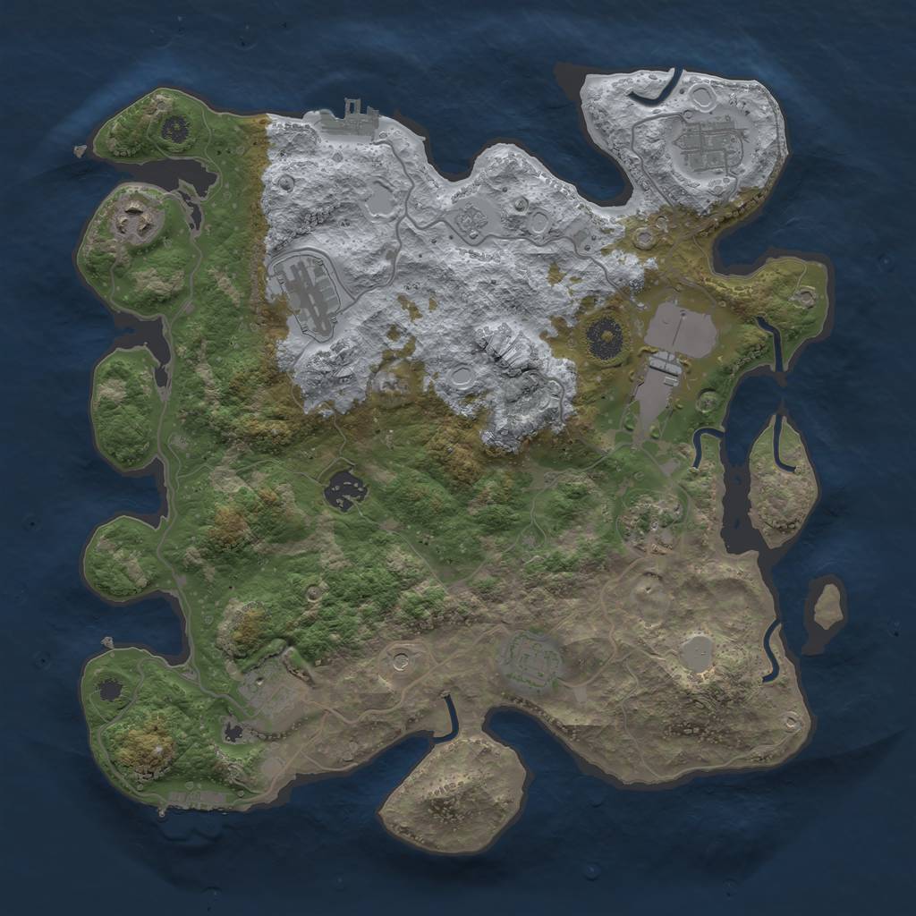 Rust Map: Procedural Map, Size: 3500, Seed: 631713597, 17 Monuments