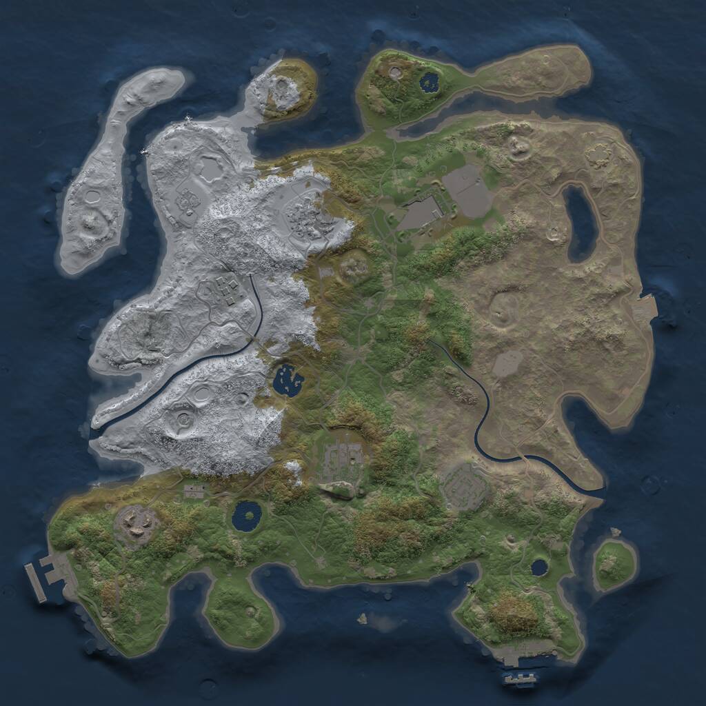 Rust Map: Procedural Map, Size: 3500, Seed: 73143, 13 Monuments