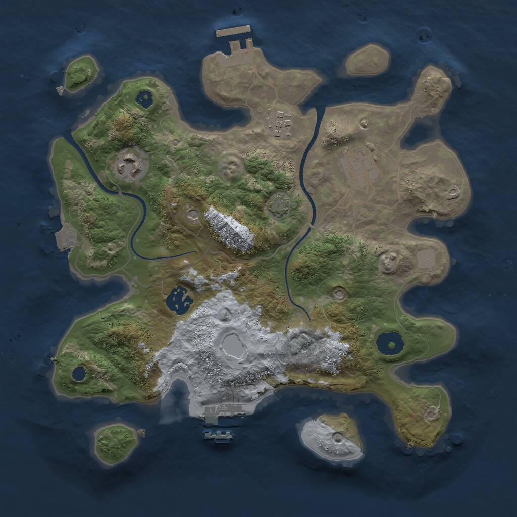 Rust Map: Procedural Map, Size: 3000, Seed: 1115613911, 9 Monuments
