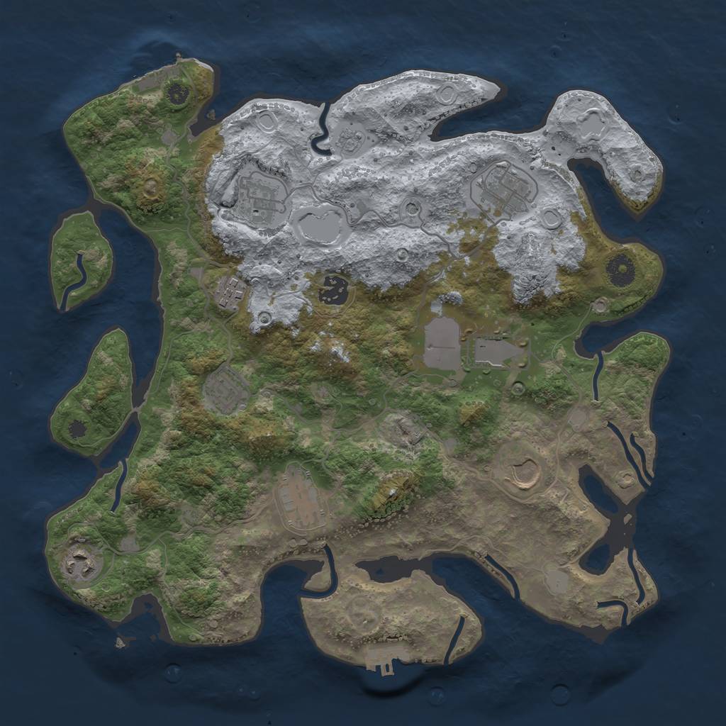 Rust Map: Procedural Map, Size: 3600, Seed: 23030406, 18 Monuments