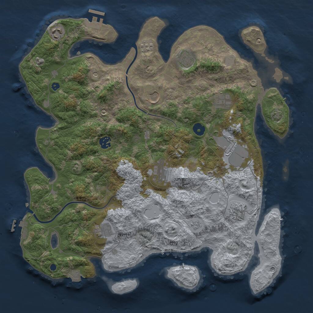 Rust Map: Procedural Map, Size: 3900, Seed: 68922585, 16 Monuments
