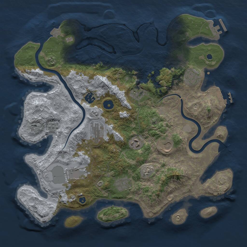 Rust Map: Procedural Map, Size: 3700, Seed: 261451, 15 Monuments
