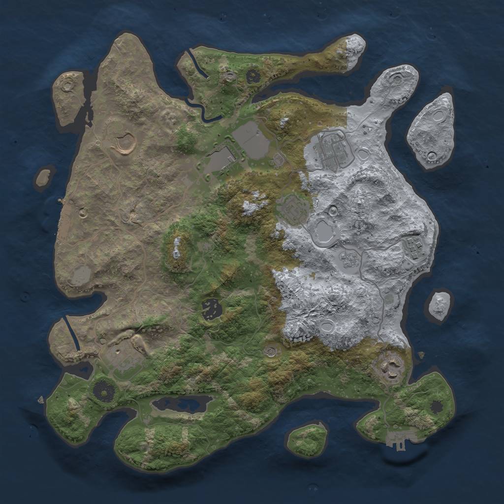 Rust Map: Procedural Map, Size: 3500, Seed: 40594042, 17 Monuments